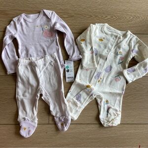 NWT Carter's Newborn Girls One Pieces - Light Purple and Cream